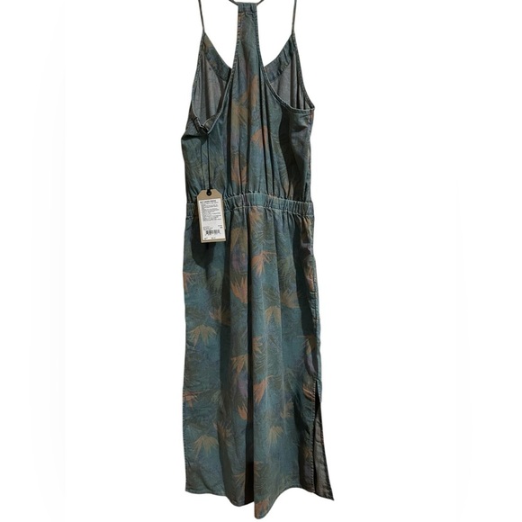 NWT Prana Blue Washed Leaves Denim Chambray Sky Haven Dress Spaghetti Straps - Picture 10 of 11